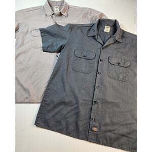Dickies Gray and Tan Casual Button Down Shirts